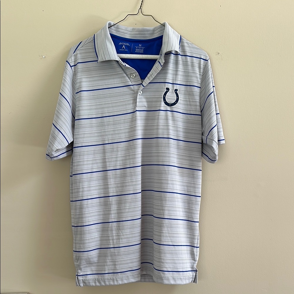Antigua Gray and Blue Colts Polo Shirt